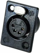 Neutrik NC4FP-B-1 4-pin XLRF Rectangular Panel Connector, Black With Gold Contacts