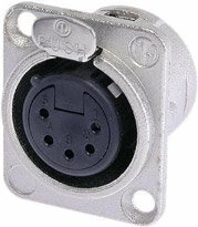 Neutrik NC5FDL-1 5-pin XLRF Panel Receptacle With Gold Contacts, Black