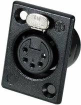 Neutrik NC5FP-B-1 5-pin XLRF Rectangular Panel Receptacle, Black With Gold Contacts