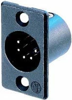 Neutrik NC5MP-B 5-pin XLRM Rectangular Panel Mount Connector, Black With Gold Contacts